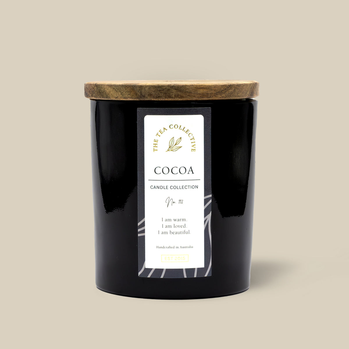 Luxury soy candle No. 112 Cocoa, hand poured in Australia