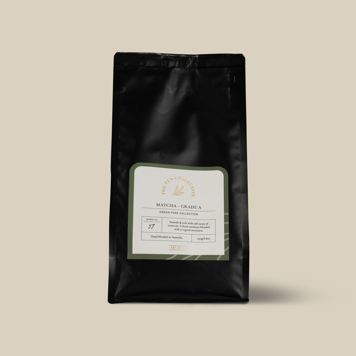 Korean Grade A matcha powder in a resealable pouch