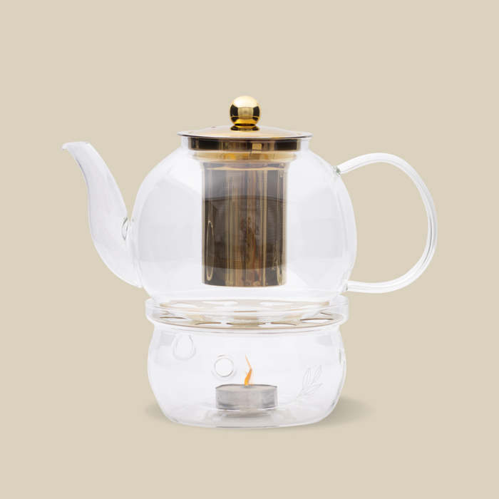 Glass & Gold Teapot Warmer